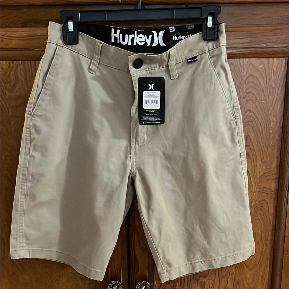 Hurley NWT Men's Tan Khaki Twill Shorts size 28 stretch